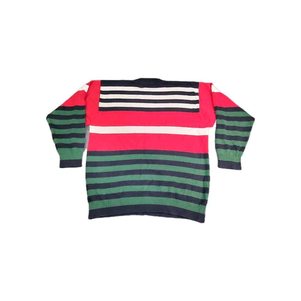Tommy Hilfiger SZ L Jumper Sweater Men's Red Striped Knit Long Sleeve C19-18 - Picture 7 of 8